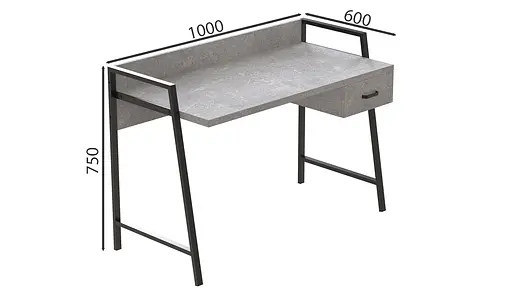 Письменный стол Ferrum-decor Комфорт 750x1000x600 Черный металл ДСП Бетон 32 мм (FRD-103428) - фото 3