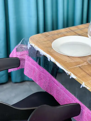 Скатерть силиконовая с фиолетовой стразовой лентой 360х110 см - фото 9