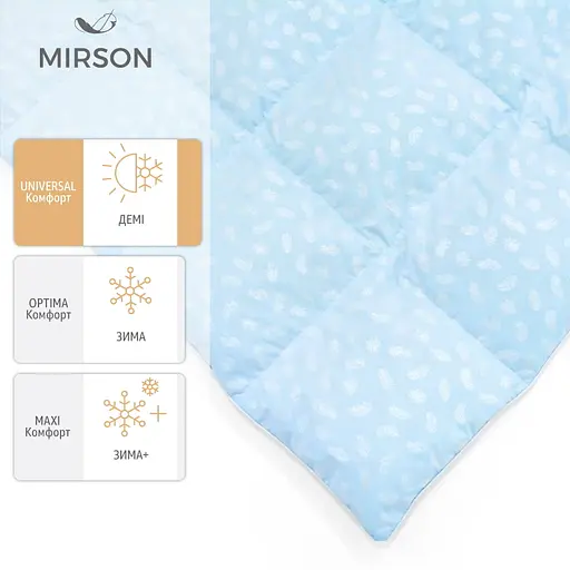 Ковдра пухова MirSon Karmen №1837 Bio-Blue, 90% пух, євростандарт, 220x200, блакитна (2200003013467)