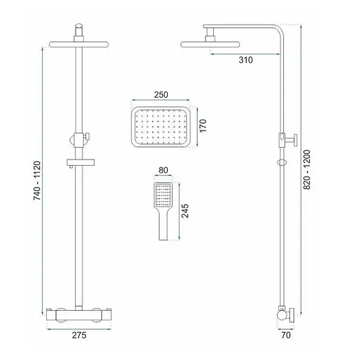 Душова система Rea Tom brushed gold з термостатом REA-P5004, Золотий - фото 5