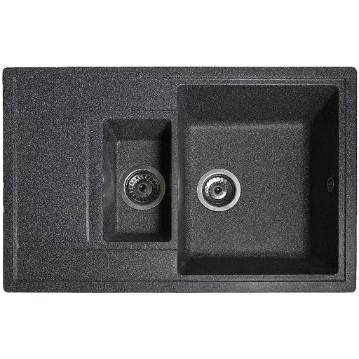 Гранітна кухонна мийка Romzha Jorum 78D Grafit (201) з 1.5 чашами - фото 1