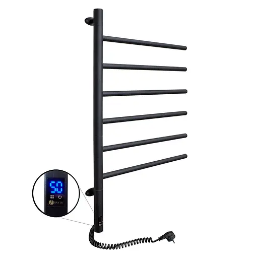 Электрический полотенцесушитель Navin Arabesque 480x800 Sensor с таймером, черный муар 12-223033-4880, Черный матовый, Электронный - фото 1