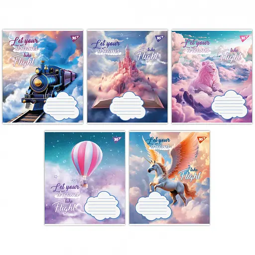 Зошити учнівські 12 аркушів коса лінія Yes Let your dreams, 25 шт. в упаковці