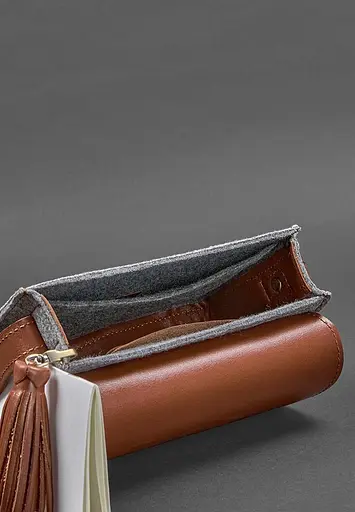 Фетрова жіноча бохо-сумка Лілу з шкіряними коричневими вставками - фото 4