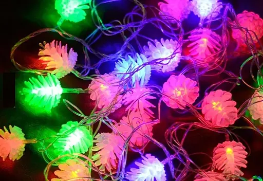 Гирлянда штора Шишки 150 led color 10 шишек 7см (медный провод) 3м х 1,5м Мульти - фото 5