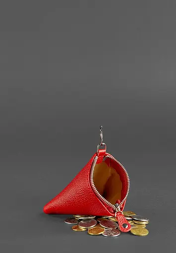 Женская кожаная монетница 2.0 Пирамида красная - фото 3