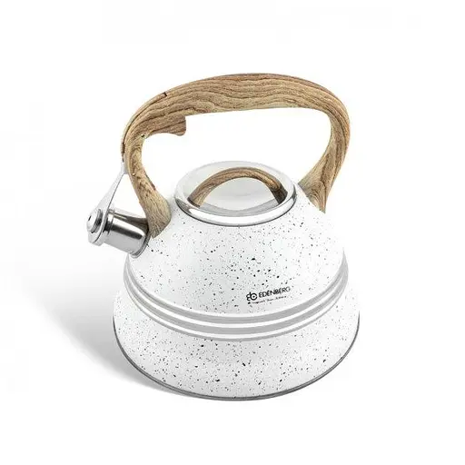 Якісний металевий чайник із свистком Edenberg EB-8808 із нержавіючої сталі для газової плити білий - фото 1