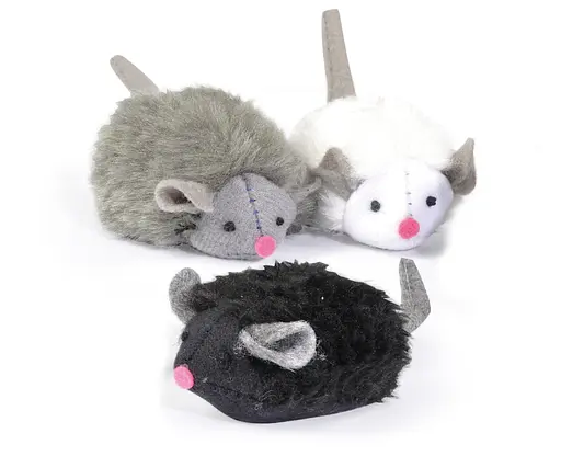 Игрушка для кошек Camon мышка, искусственный мех (белая, серая, черная) с пищалкой 7 см (AG018/A) - фото 2