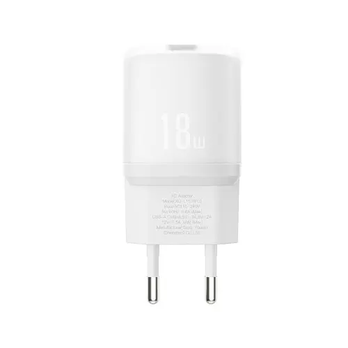 Мережевий зарядний пристрій XO L157(EU) QC3.0 18W charger with TYPE-C cable (NB103) Білий - фото 1