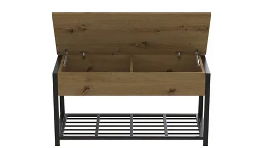 Банкетка з ящиком Ferrum-decor Дрейк 1 550x1000x400 метал Чорний ДСП Дуб Артізан 16 мм (FRD-103050) - фото 2