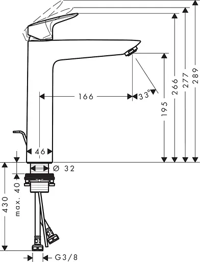 Смеситель для умывальника Hansgrohe Logis 2Flow 190 71095000 Хром - фото 2