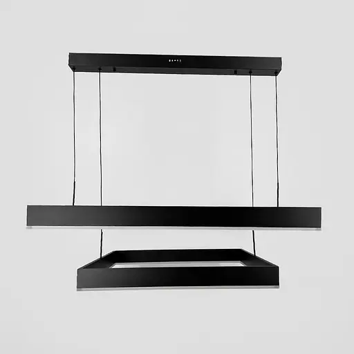 Чорна люстра з двома підвісними квадратами 60 та 80 см | Line F | Арт. MJ223-800+600 BK - фото 4