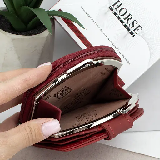 Гаманець жіночий шкіряний маленький Horse Imperial 001B червоний - фото 7