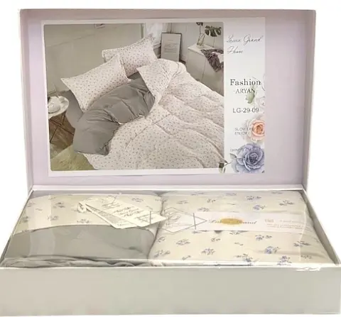 Постельное белье сатин Laura-Grand 24 евро комплект цветочный принт Зеленый - фото 2