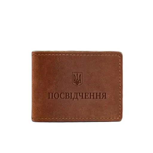 Универсальная кожаная обложка для удостоверения светло-коричневая Crazy Horse - фото 6