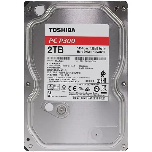 Жесткий диск Toshiba P300 2 TB 3.5 дюйма внутренний SATA HDWD220UZSVA - фото 1