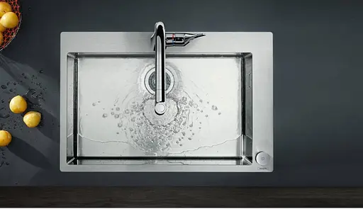 Змішувач Hansgrohe Metris Select 320 2jet кухонний на 2 отвори з витяжним виливом Sbox Chrome 73806000 Хром - фото 2