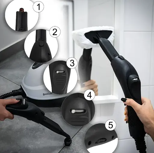 Парочиститель MalTec HDS7000W-PRO, 2000 Вт, 4 бар, 1,6 л, регулировка пара, комплект насадок, без химии - фото 6