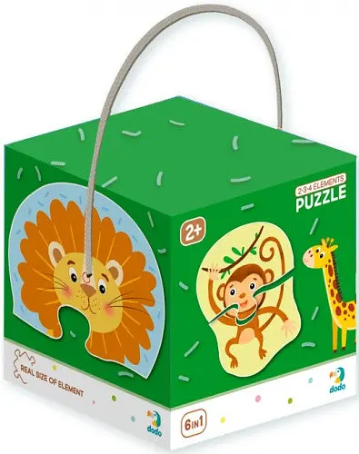 Детский пазл Дикие животные DoDo 300153, 2-3-4 элемента