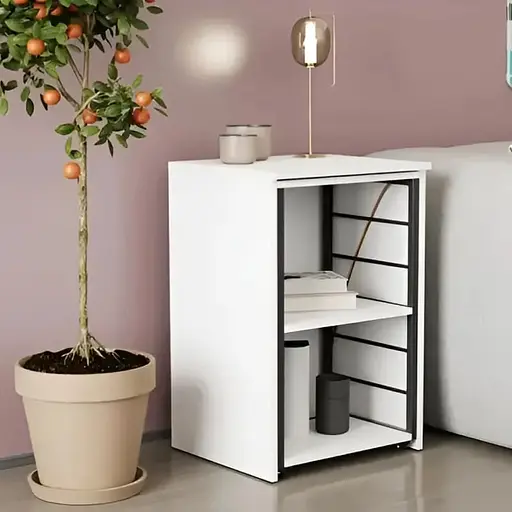 Стол-тумба трансформер Смарт 2/2 Ferrum-decor 750x1450x600 Черный металл ДСП Белое 16 мм (FRD-105102)