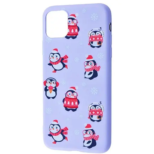Чехол WAVE Fancy Winter Case (TPU) iPhone 12/12 Pro (white bear and penguins/dark blue)