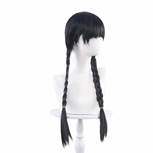 Парик для косплей челка и косички в стиле 'Венсдей Аддамс' 65 см Брюнет - фото 4