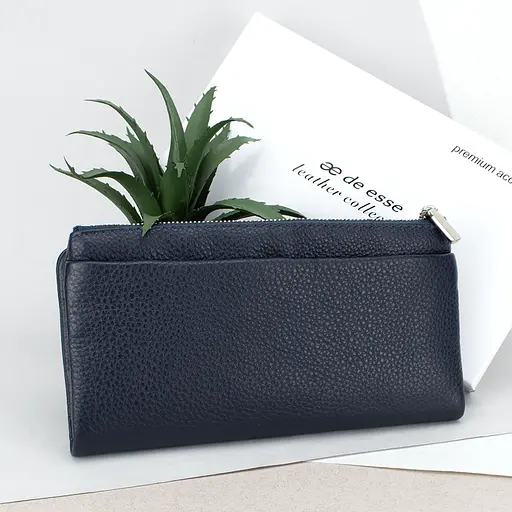 Гаманець жіночий шкіряний De Esse LC89008-F9947 на магнітах темно-синій - фото 3