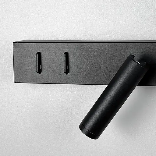 Праве чорне бра на 2 вимикачі з білим плафоном та спотом 40 см Line F Арт. B98/2 R BK (правий) - фото 6