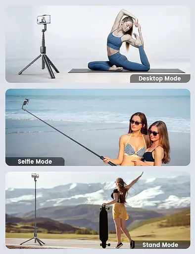 ANXRE 60-дюймовий штатив для телефону Selfie Stick з пультом дистанційного керування, портативний штатив для мобільного телефону - фото 5