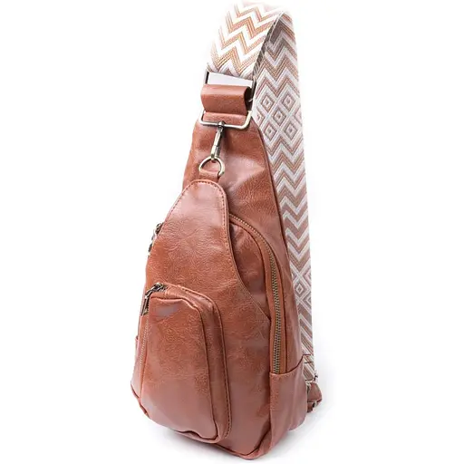 Женская сумка Vintage из экокожи с акцентом на текстильном ремне 18х33х10 см sum0026946 - фото 1