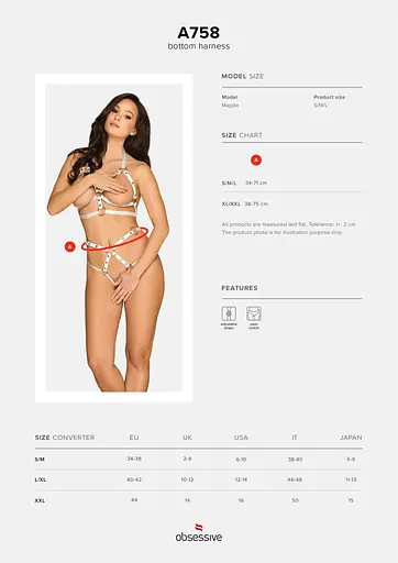 Трусики на ремінцях з відкритим доступом Obsessive A758 S/M/L білий - фото 7