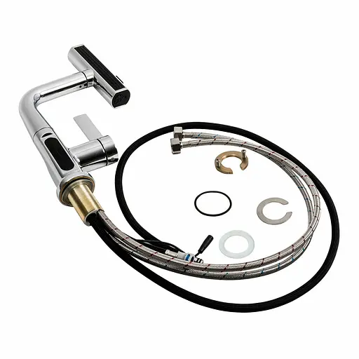 Змішувач для кухні Platinum с висувним виливом та індикатором A240 хром - фото 4