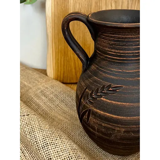 Глек 2 літри керамічний (глиняний) різьблений з ручкою колосок - фото 8