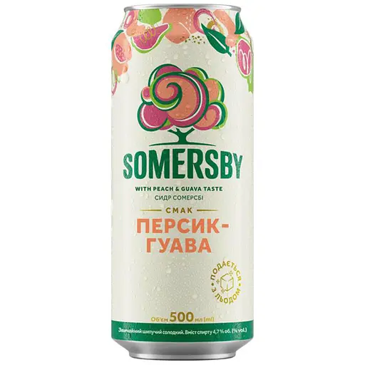 Сидр Somersby Персик-Гуава 4.7% ж/б 0.5 л - фото 1