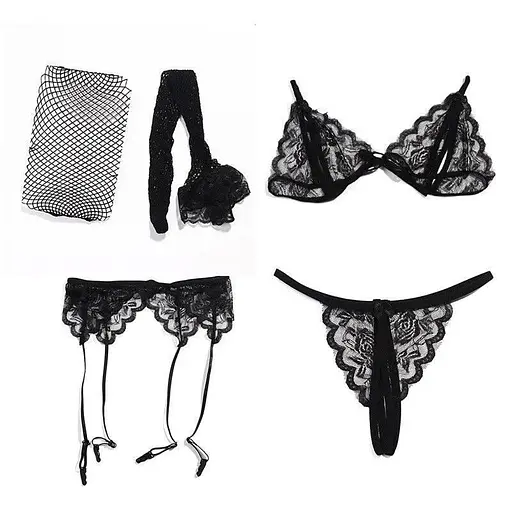 Комплект панчіх зі стильним поясом чорний XS S (K0224-1) - фото 5