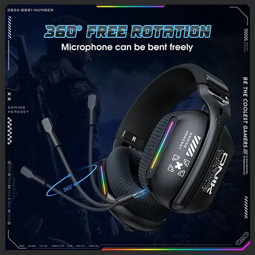 Ігрова гарнітура Onikuma GT808 бездротова з підсвіткою чорний - фото 5