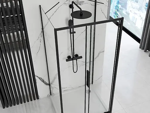 Душевая кабина Rea Rapid Slide 150x90 black пристенная REA-KPL-09890, Черный матовый, Универсальная, прозрачная - фото 2