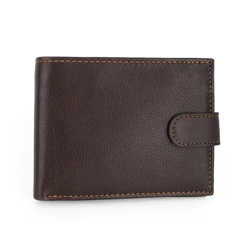 Портмоне чоловіче шкіряне Virginia Conti СВ 819 коричневе з кнопкою - фото 1