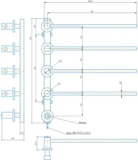 Электрический полотенцесушитель Mario Иннова 625x590 2.2.2300.03.P, Хром, универсальное (коннектор), Электронный - фото 4