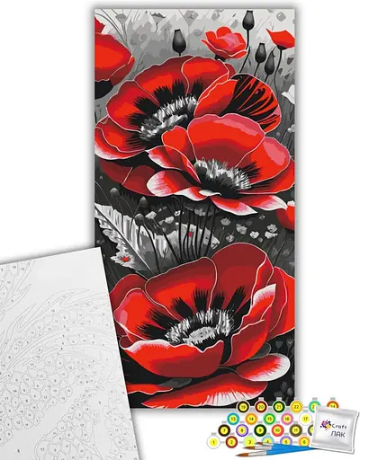 Набор для росписи ArtCraft Красные маки с металлизированными красками 40 x 80 см (13092-AC) - фото 2