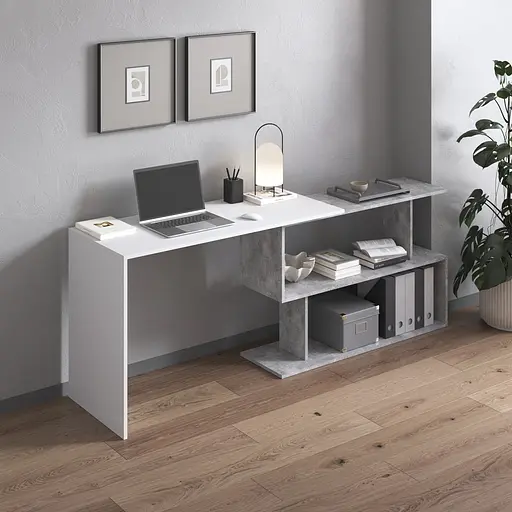 Cтол компьютерный Vays поворотный письменный cтол трансформер M-41 Белый-Бетон - фото 2