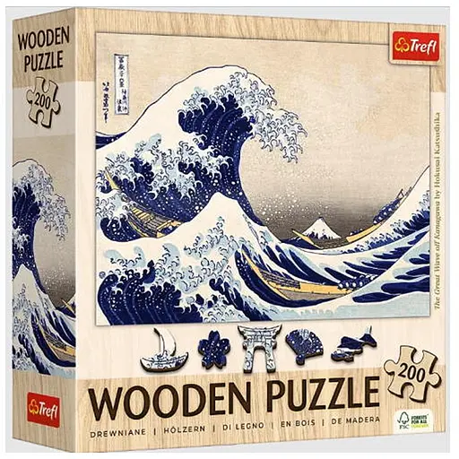 Пазл Trefl дерев'яний фігурний Велика хвиля в Канагаві Хокусай Кацусіка 200 ел. (20250) - фото 1