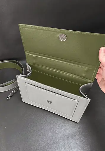 Жіноча шкіряна сумка Grace оливковий/сірий - фото 6