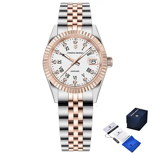 Наручний годинник жіночий PD-1794L Silver-Rose Gold-White Pagani Design acs0031232 - фото 1