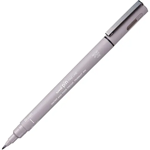 Лайнер-кисть Uni Pin Brush Fine Line светло-серый 2 мм (PINBR-200(S) LIGHT GREY) - фото 1