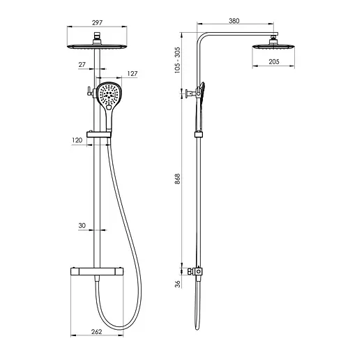 Душова система Imprese Centrum LT T-15300LT, Хром - фото 3