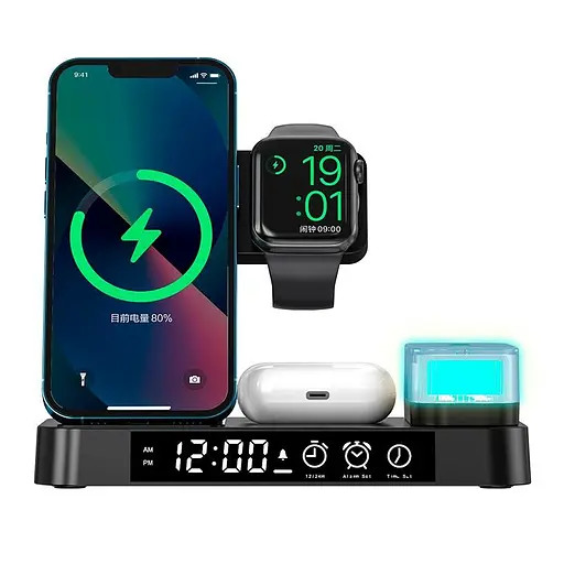 Зарядний пристрій бездротовий — док-станція Qi 3in1 XYJ A37 для Phone, Apple Watch, AirPods - фото 2