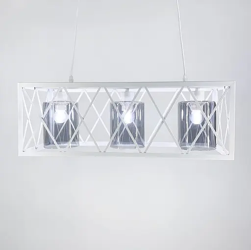 Люстра в металевому білому каркасі на 3 плафони Line.F Колір плафона Графітовий - фото 1