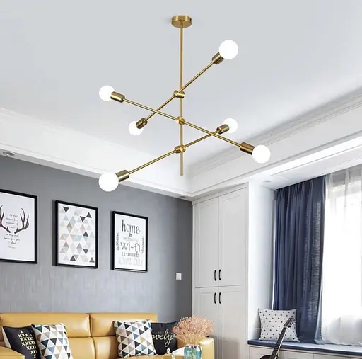 Мінімалістичний світильник без плафонів на 6 патронів з цоколем Е27 Line.F AOC 14/6 - фото 2