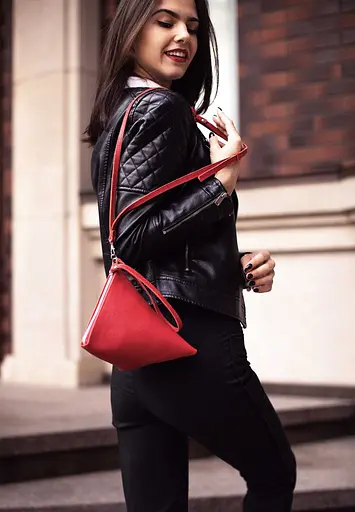 Шкіряна жіноча сумка-косметичка Піраміда червона - фото 7